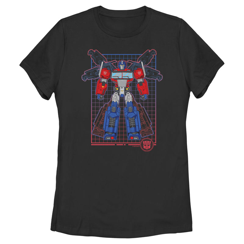 Women's Transformers Optimus Prime Grid T-Shirt