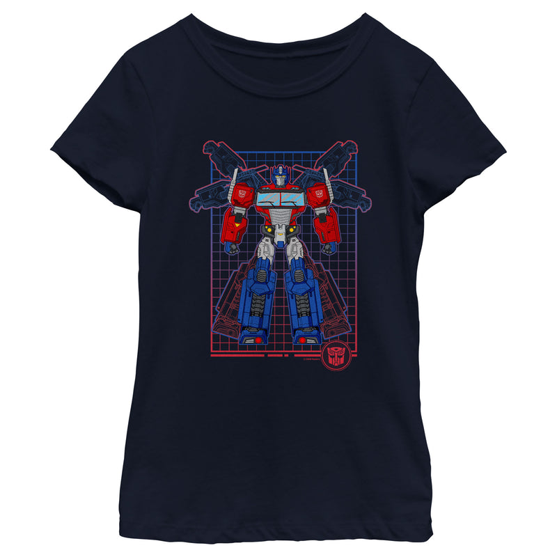 Girl's Transformers Optimus Prime Grid T-Shirt