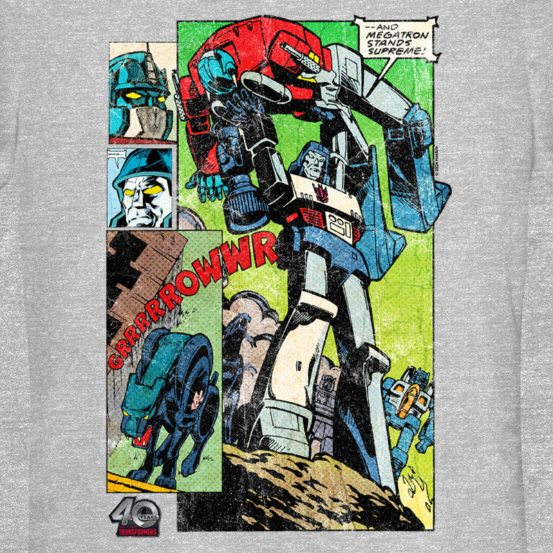 Junior's Transformers And Megatron Stands Supreme Panel T-Shirt