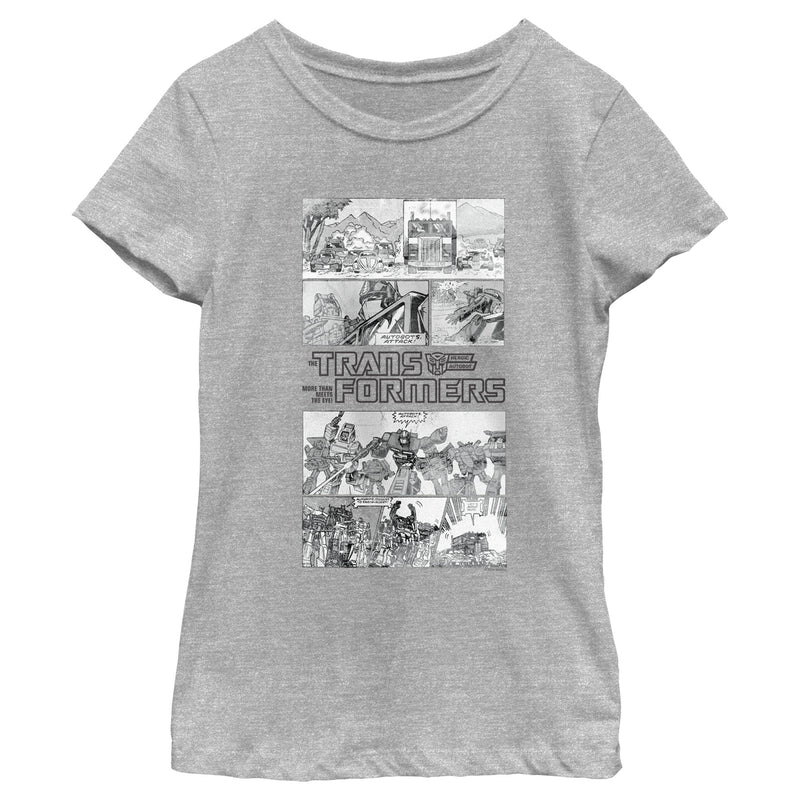 Girl's Transformers Comic Panels and Logo T-Shirt