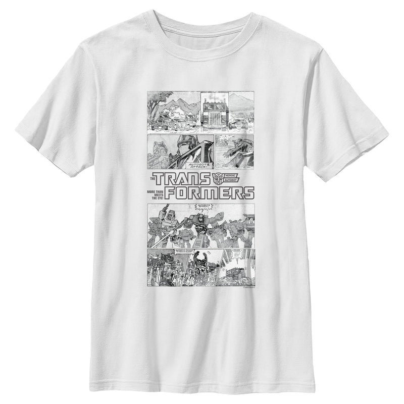 Boy's Transformers Comic Panels and Logo T-Shirt