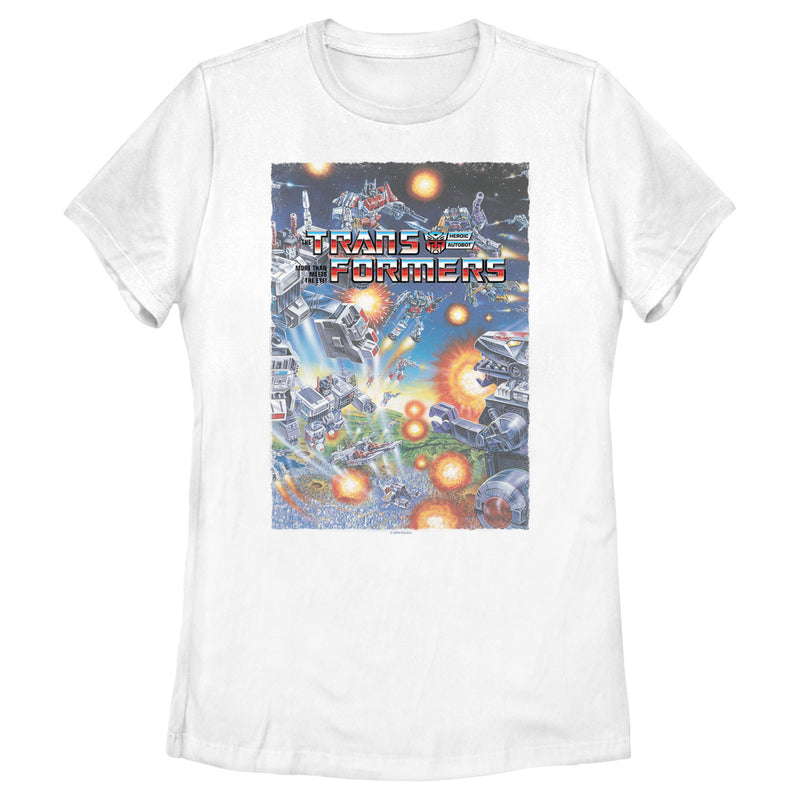 Women's Transformers City Battle Poster T-Shirt