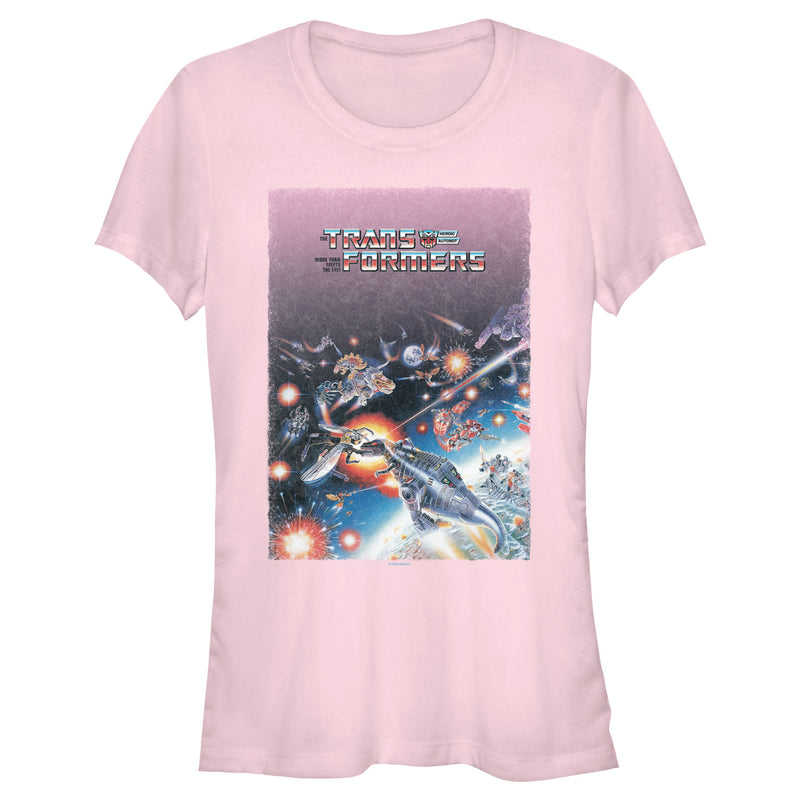 Junior's Transformers Atmosphere Battle Poster T-Shirt