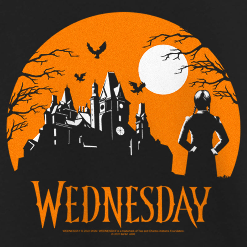 Girl's Wednesday Halloween Haunted House T-Shirt