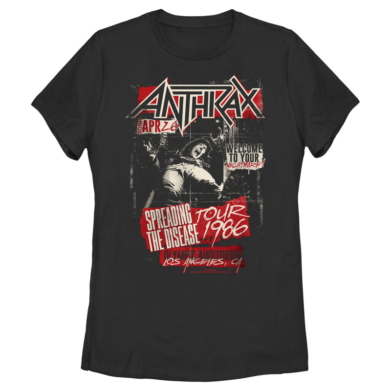 Women's Anthrax Welcome To Your Nightmare Distressed T-Shirt