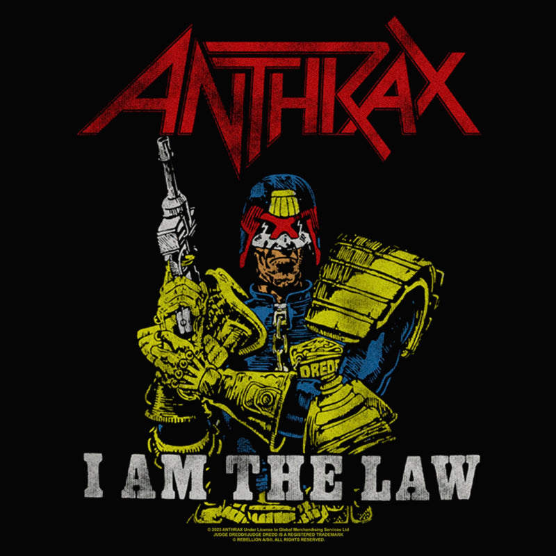 Junior's Anthrax Distressed I Am The Law Racerback Tank Top