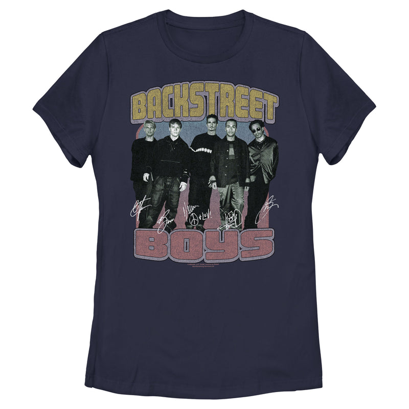 Women's Backstreet Boys Group Signatures Distressed T-Shirt