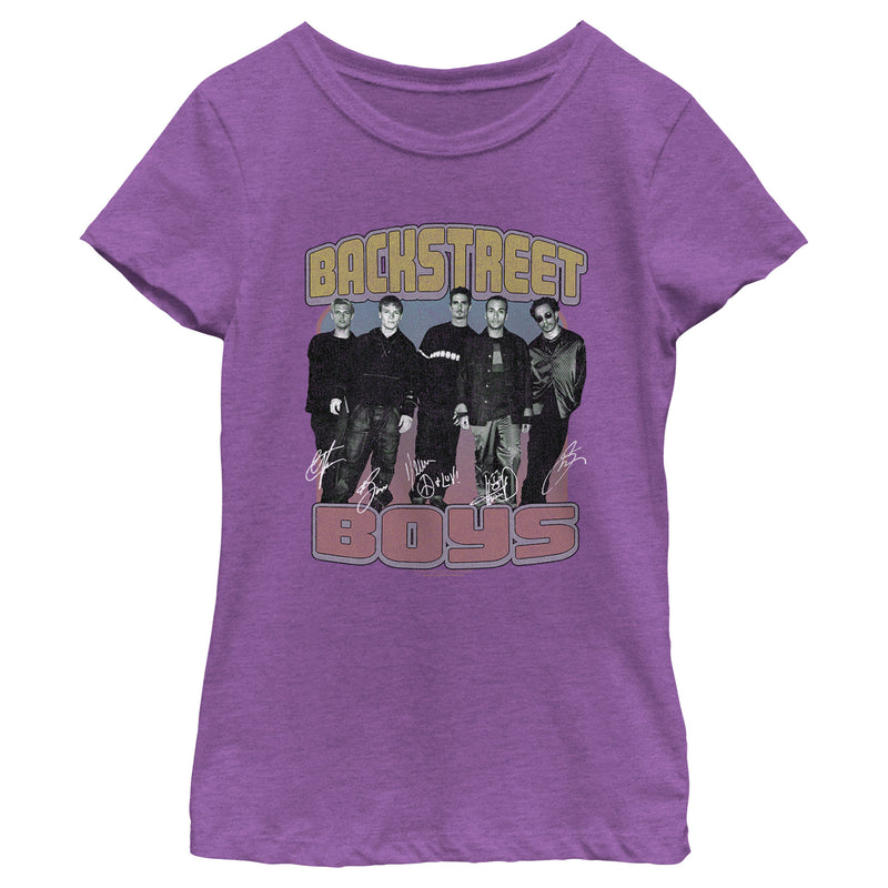 Girl's Backstreet Boys Member Photo Stripes T-Shirt