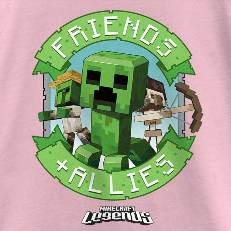 Girl's Minecraft Legends Friends and Allies Banner T-Shirt