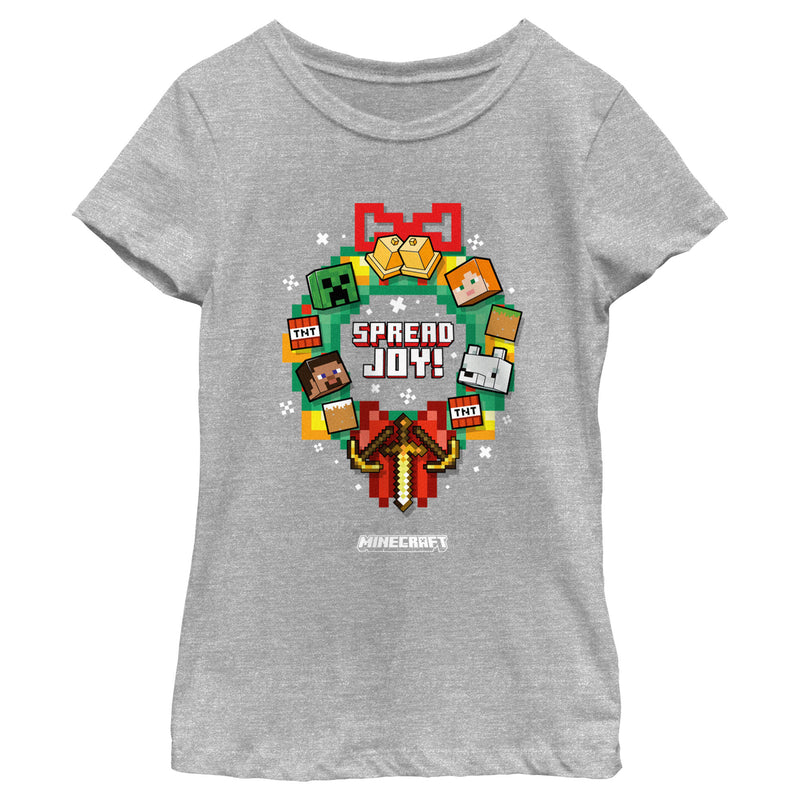 Girl's Minecraft Spread Joy Wreath T-Shirt