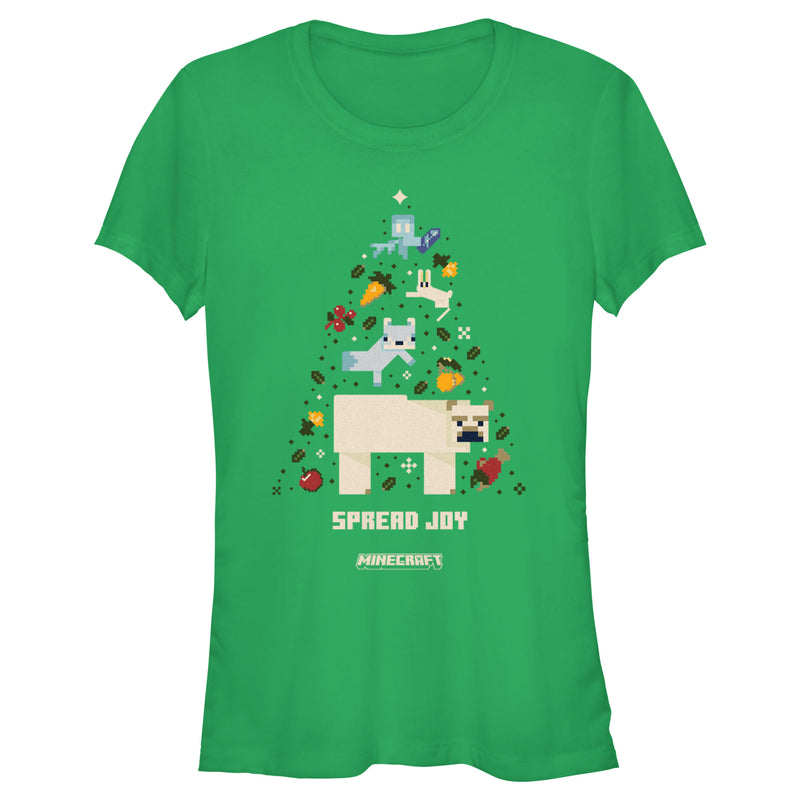 Junior's Minecraft Spread Joy Christmas Tree T-Shirt