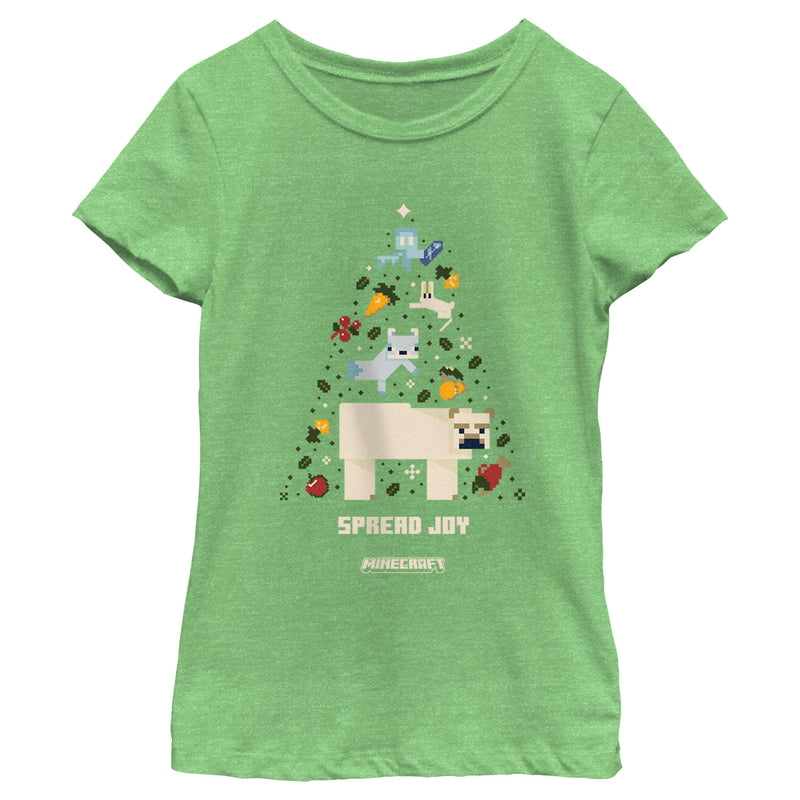 Girl's Minecraft Spread Joy Christmas Tree T-Shirt