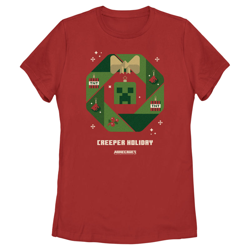 Women's Minecraft Creeper Holiday Wreath T-Shirt