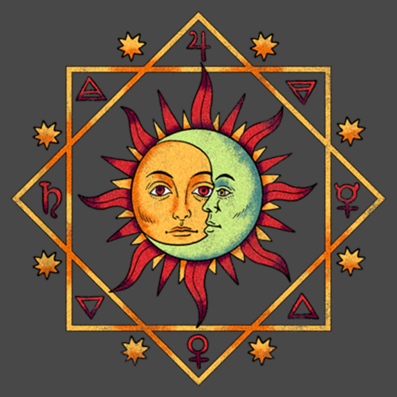 Women's Lost Gods Celestial Moon Sun Face T-Shirt