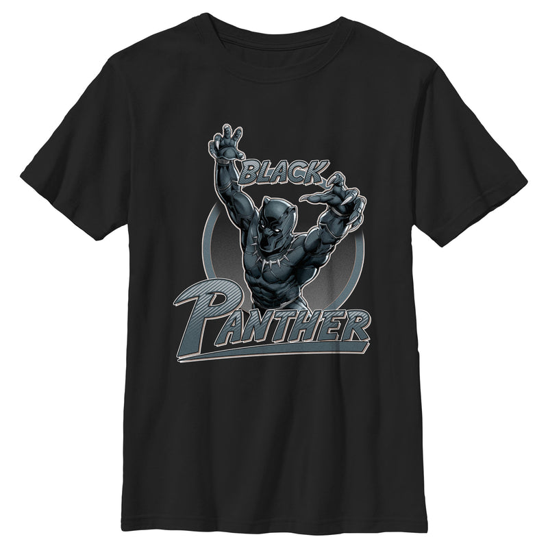 Boy's Black Panther Action Pose Logo T-Shirt