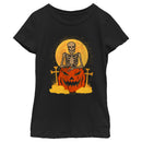 Girl's Lost Gods Halloween Skeleton and Jack-O'-Lantern T-Shirt