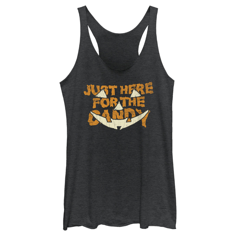 Women's Lost Gods Halloween Just Here for the Candy Jack-O'-Lantern Racerback Tank Top