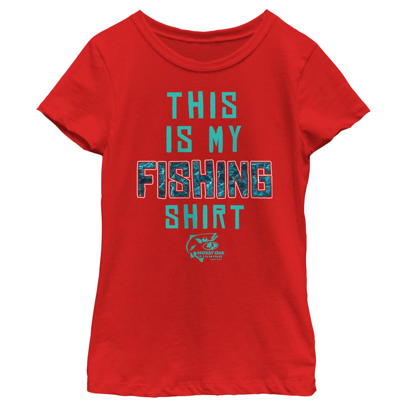 Girl's Mossy Oak This Is My Fishing Shirt Aqua Logo T-Shirt