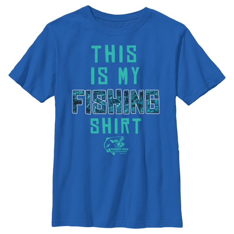 Boy's Mossy Oak This Is My Fishing Shirt Aqua Logo T-Shirt