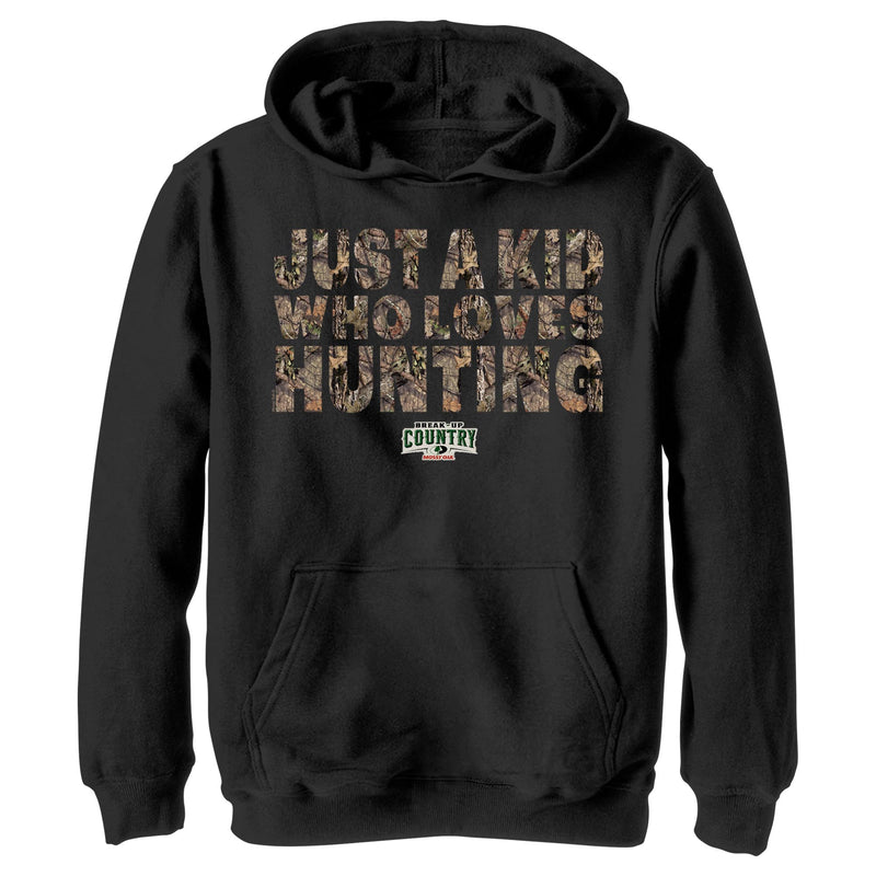 Boy's Mossy Oak Just a Kid Who Loves Hunting Pull Over Hoodie