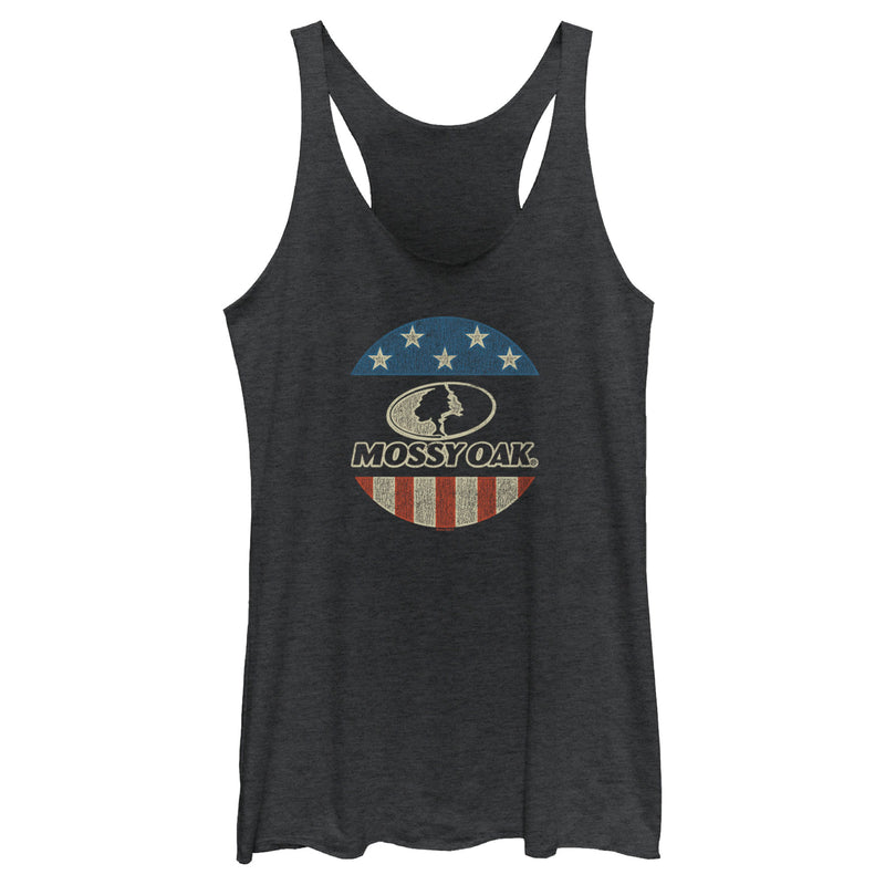 Women's Mossy Oak American Flag Circle Logo Racerback Tank Top