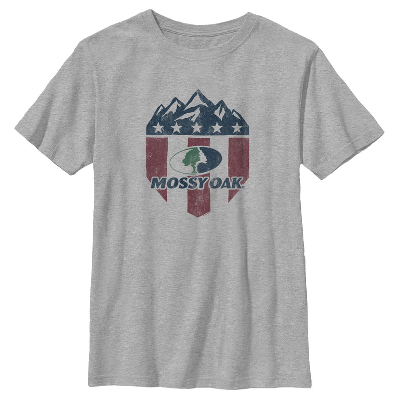 Boy's Mossy Oak American Flag Shield Logo T-Shirt