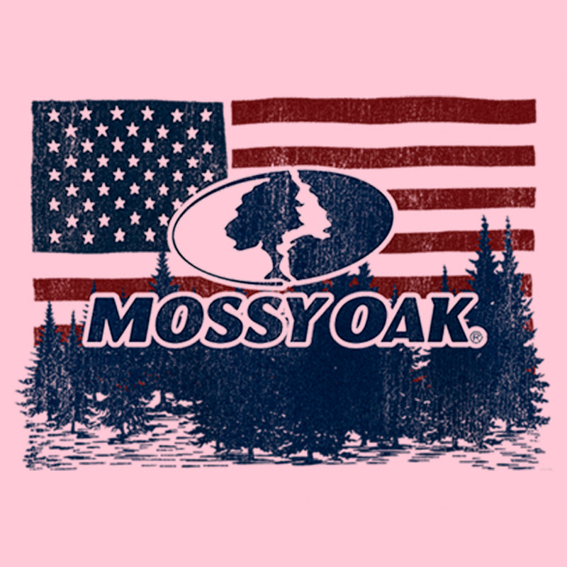 Girl's Mossy Oak American Flag Landscape Logo T-Shirt