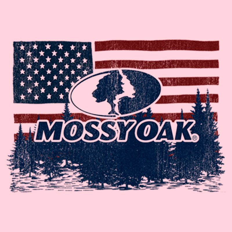 Junior's Mossy Oak American Flag Landscape Logo T-Shirt