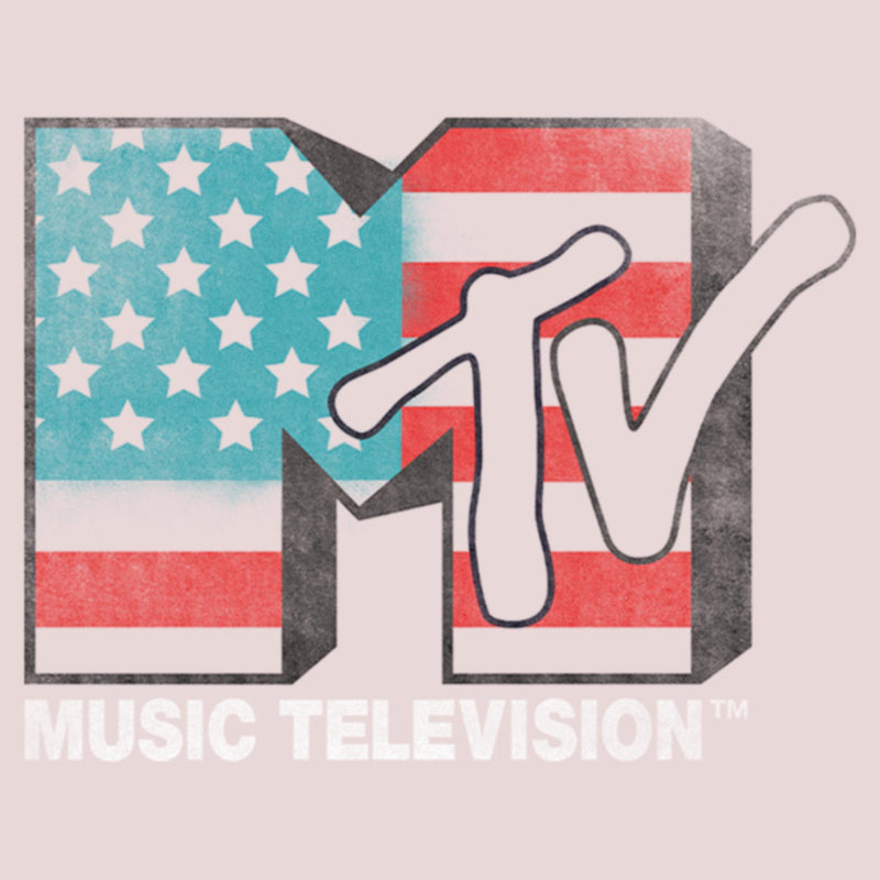 Junior's MTV Distressed Patriotic Logo T-Shirt