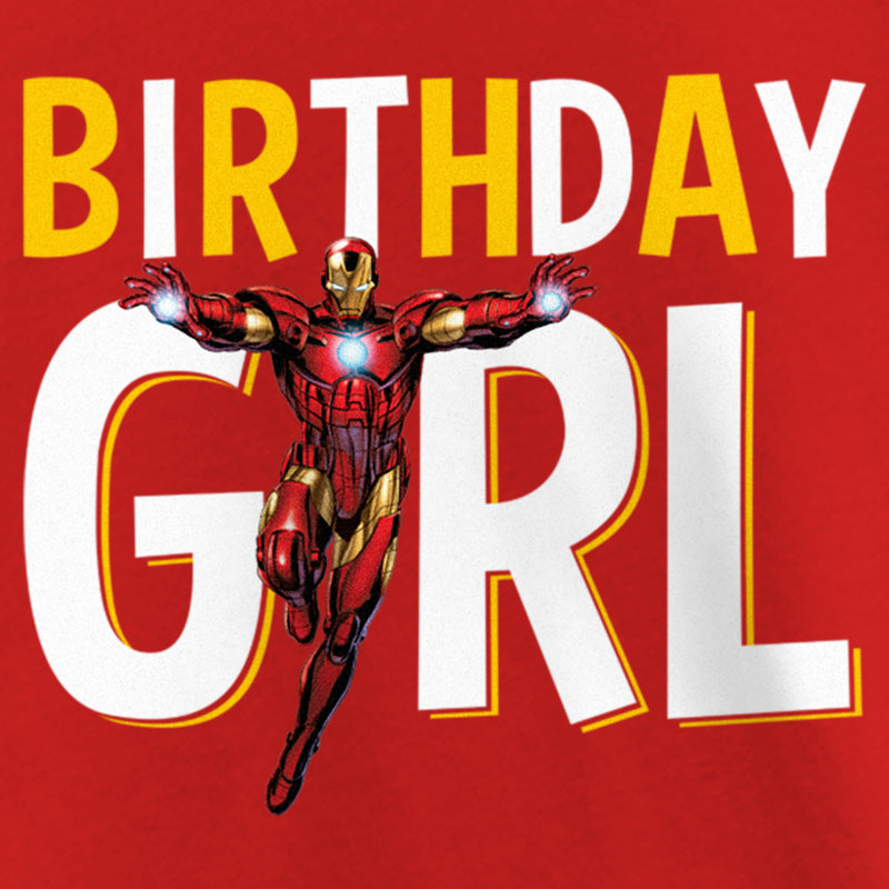 Girl's Marvel Birthday Girl Iron Man T-Shirt
