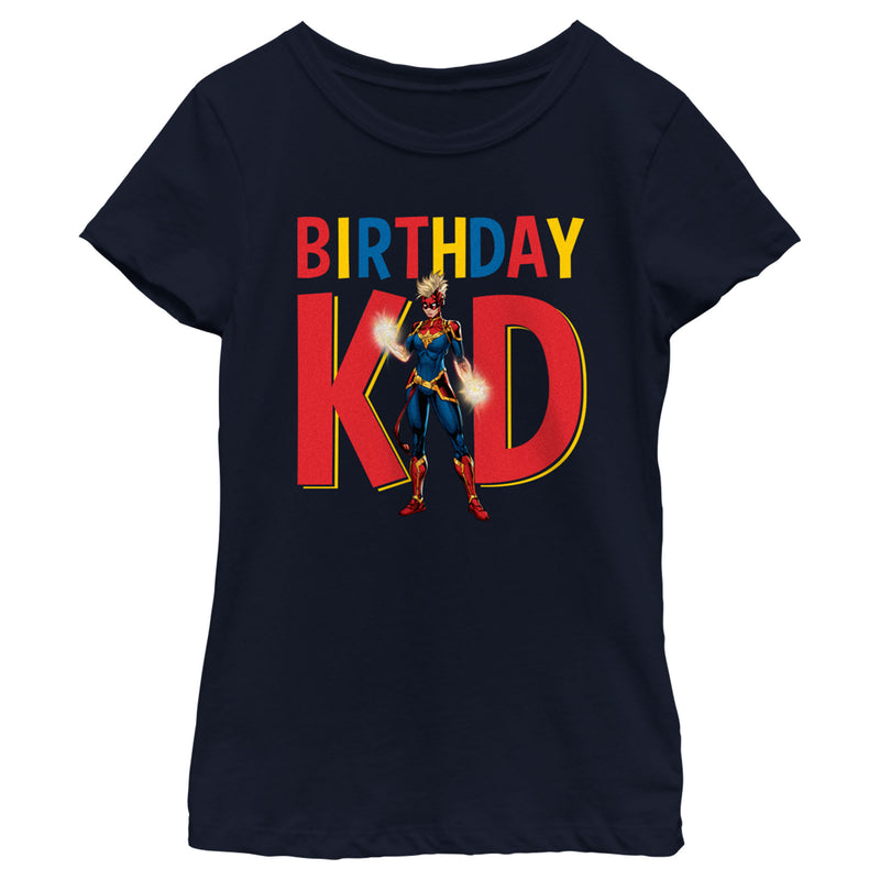 Girl's Marvel Birthday Kid Captain Marvel T-Shirt