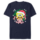 Men's SpongeBob SquarePants Happy Holidays Santa Hat T-Shirt