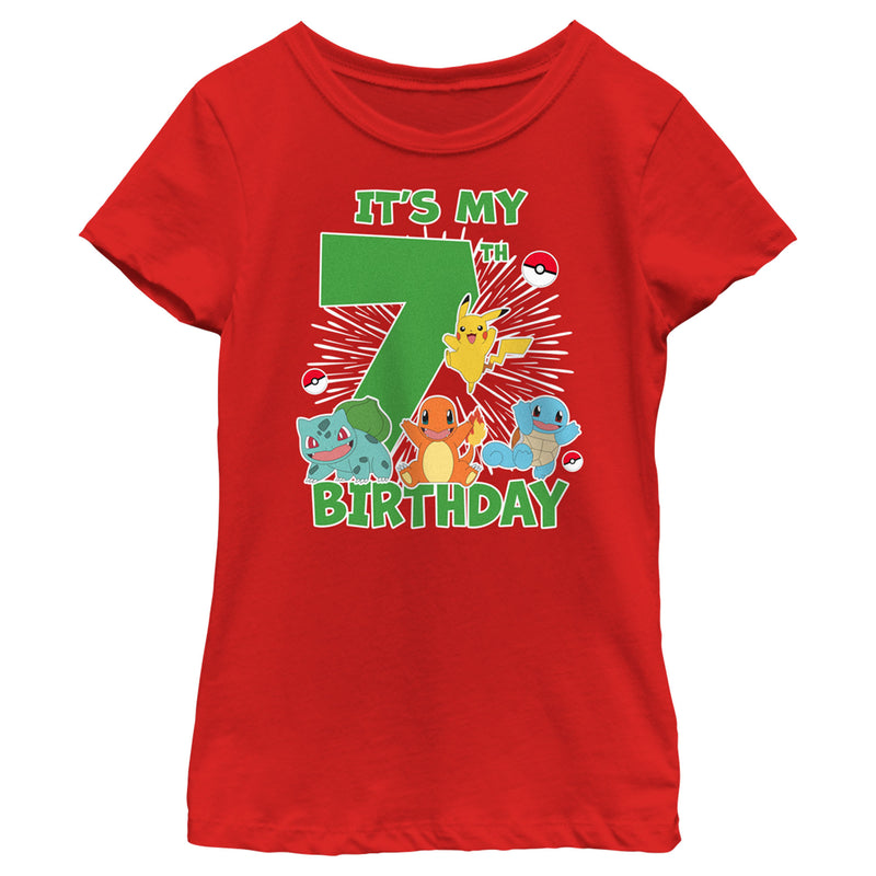 Girl's Pokemon It's My 7th Birthday Starters T-Shirt