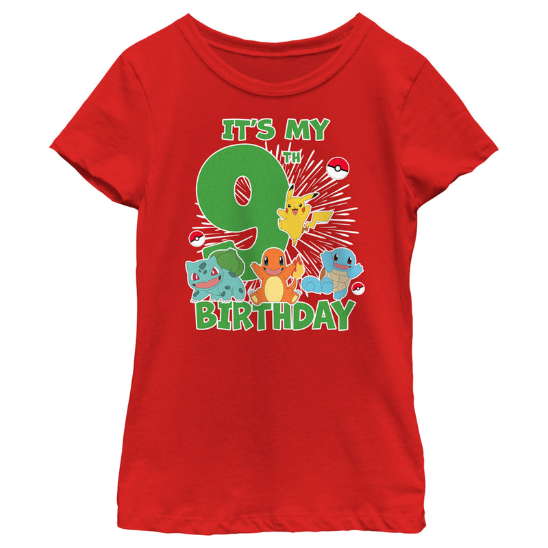 Girl's Pokemon It's My 9th Birthday Starters T-Shirt