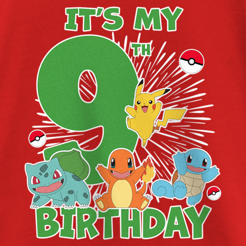 Girl's Pokemon It's My 9th Birthday Starters T-Shirt