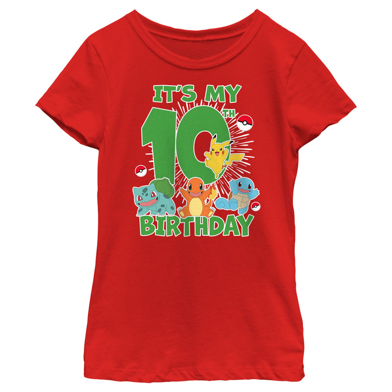 Girl's Pokemon It's My 10th Birthday Starters T-Shirt