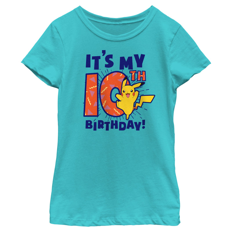 Girl's Pokemon It’s My 10th Birthday Pikachu T-Shirt