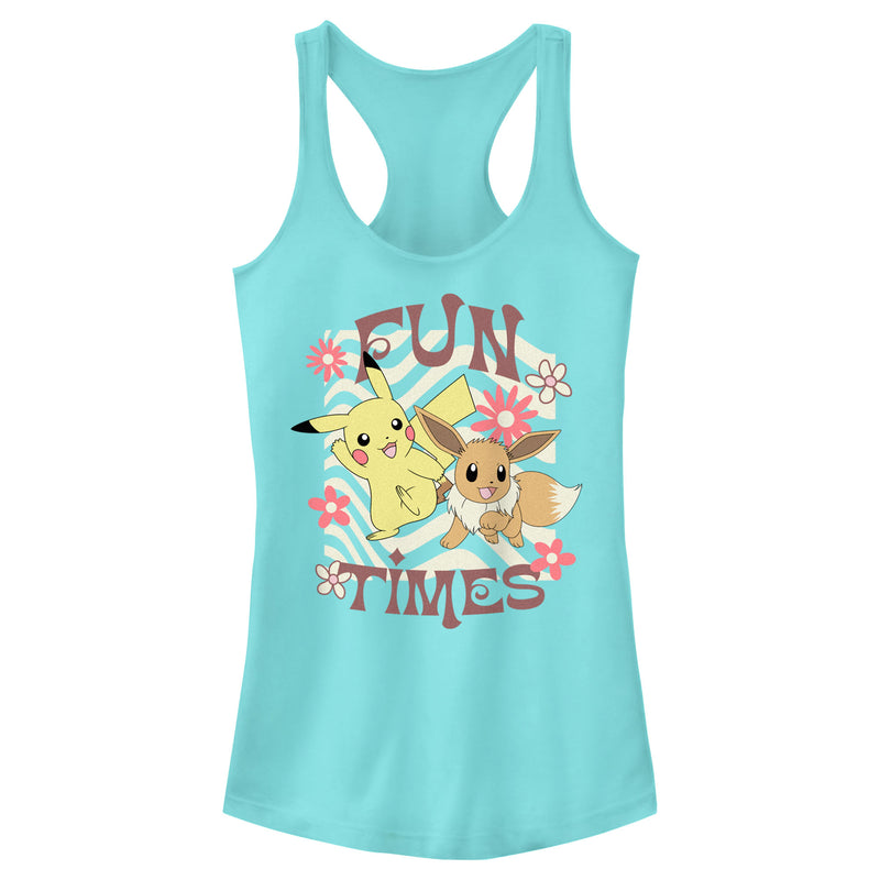 Junior's Pokemon Pikachu and Eevee Fun Times Racerback Tank Top