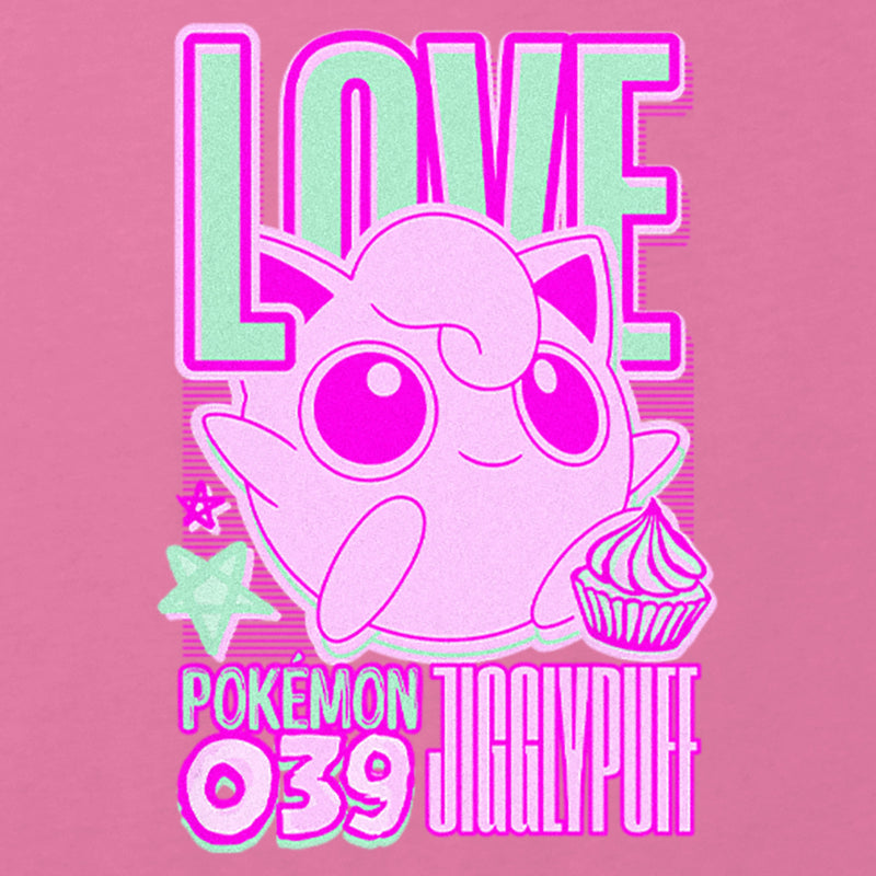 Girl's Pokemon 039 Love Jigglypuff Neon T-Shirt