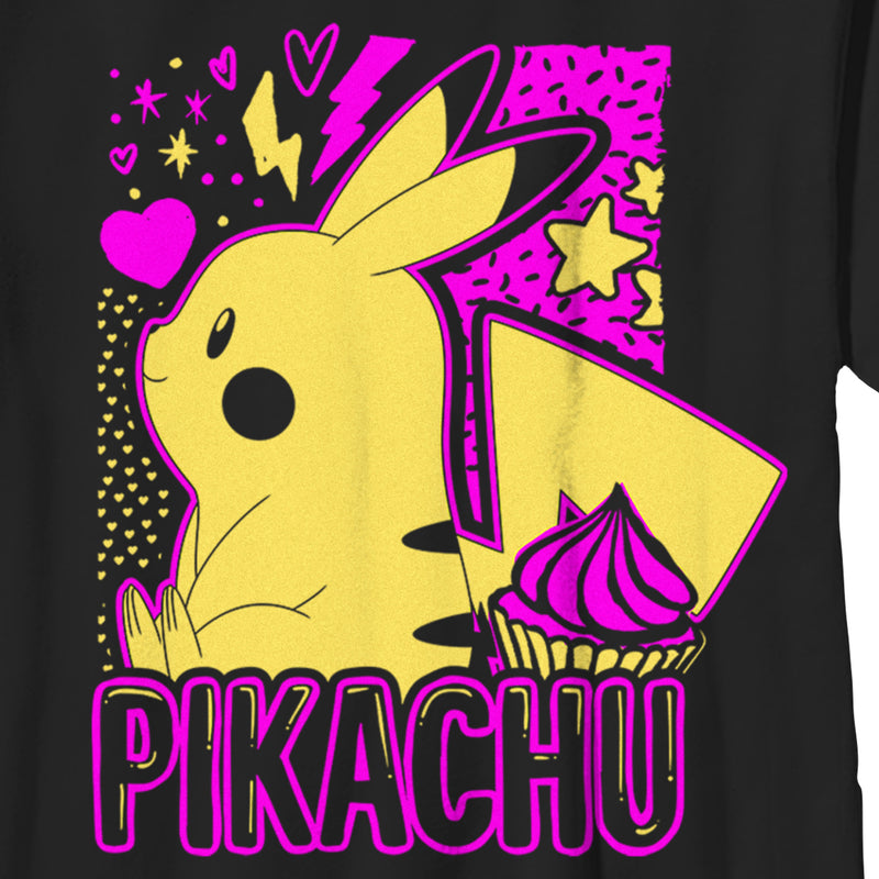 Boy's Pokemon Pikachu Sweet Cupcake Neon T-Shirt