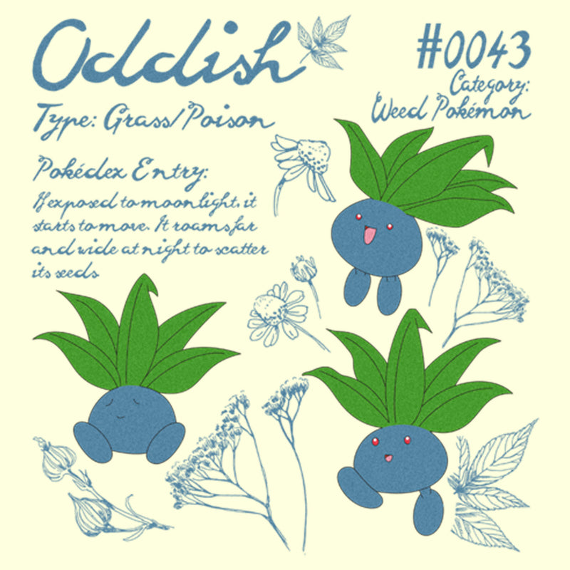 Men's Pokemon Oddish Pokedex Entry T-Shirt