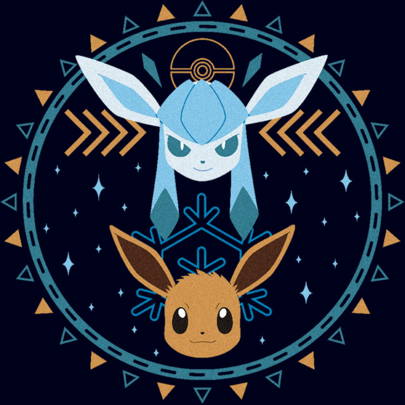 Men's Pokemon Eevee and Glaceon Circle T-Shirt