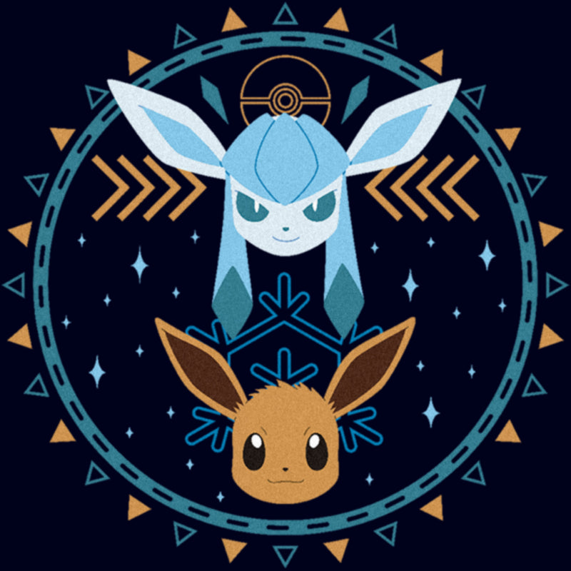 Junior's Pokemon Eevee and Glaceon Circle T-Shirt