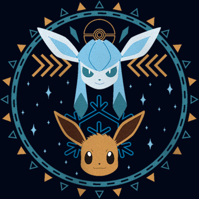 Girl's Pokemon Eevee and Glaceon Circle T-Shirt