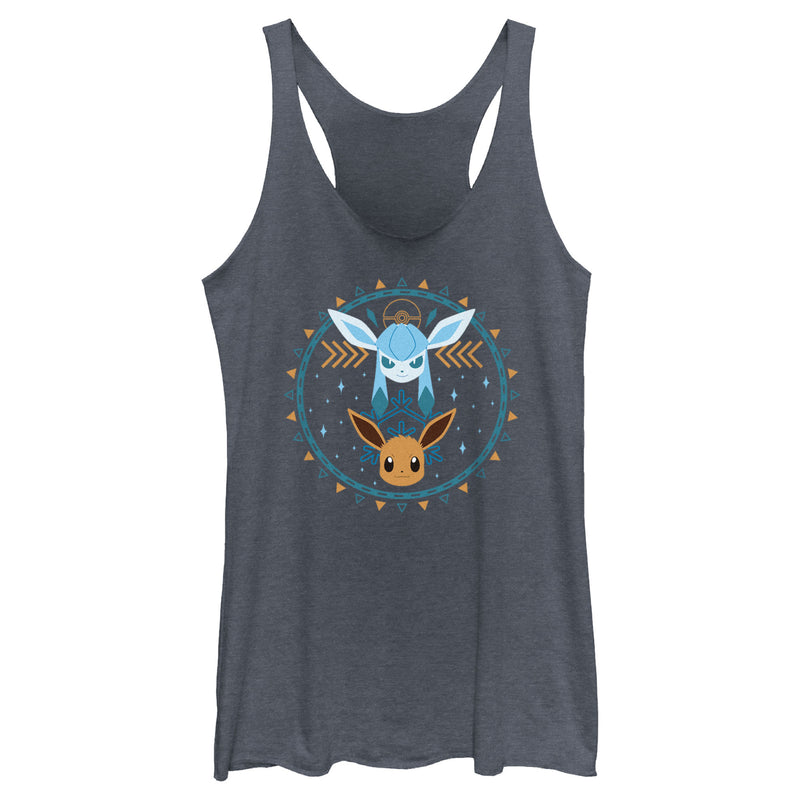 Women's Pokemon Eevee and Glaceon Circle Racerback Tank Top