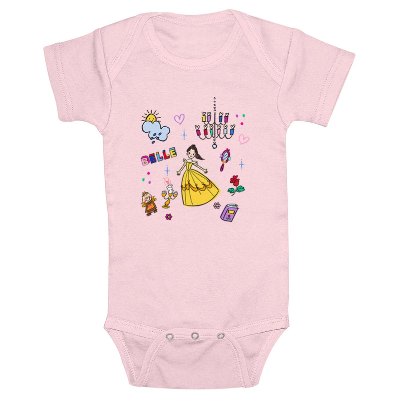 Infant's Beauty and the Beast Belle Cute Doodles Onesie