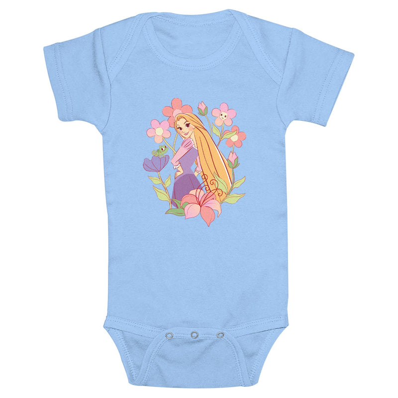 Infant's Tangled Floral Rapunzel and Pascal Onesie