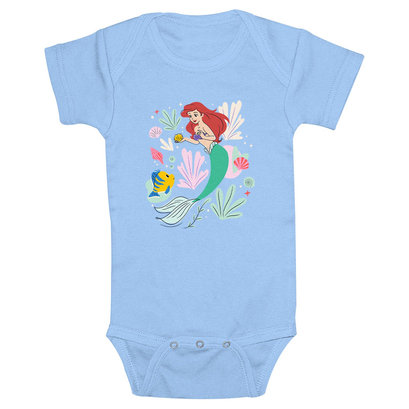 Infant's The Little Mermaid Ariel and Flounder Seashells Onesie