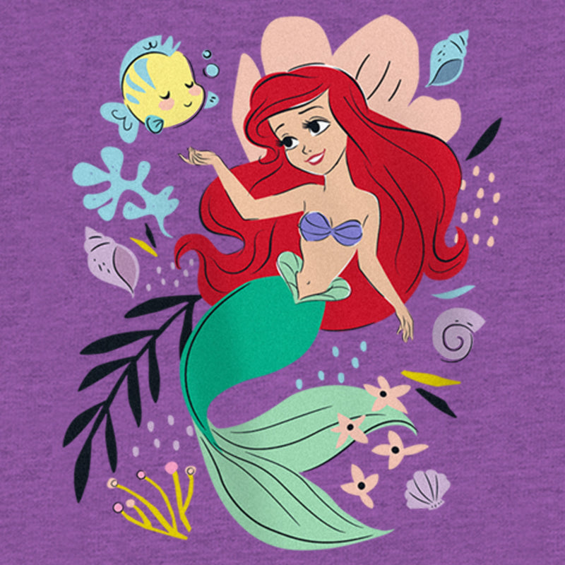Girl's The Little Mermaid Ariel and Flounder Sea T-Shirt