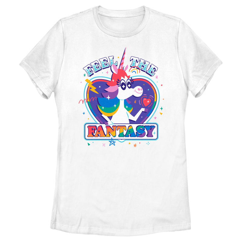 Women's Inside Out Rainbow Unicorn Feel the Fantasy T-Shirt